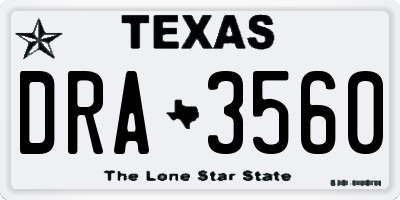 TX license plate DRA3560