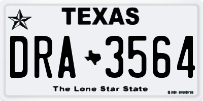 TX license plate DRA3564