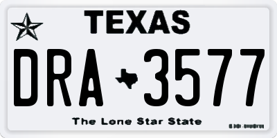 TX license plate DRA3577