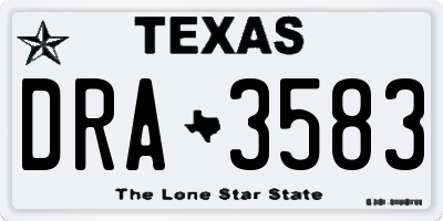 TX license plate DRA3583