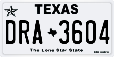 TX license plate DRA3604