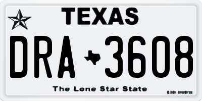 TX license plate DRA3608