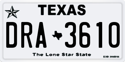 TX license plate DRA3610