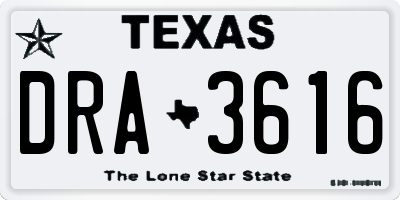 TX license plate DRA3616