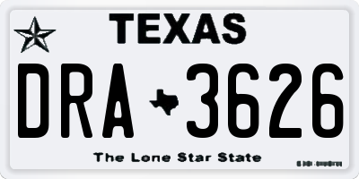 TX license plate DRA3626