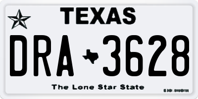 TX license plate DRA3628