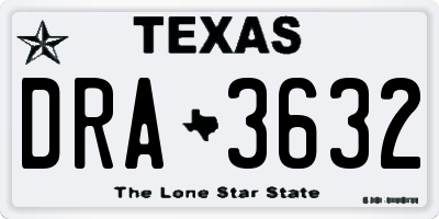 TX license plate DRA3632