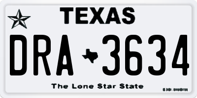 TX license plate DRA3634