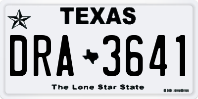 TX license plate DRA3641