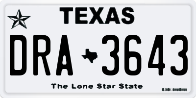 TX license plate DRA3643