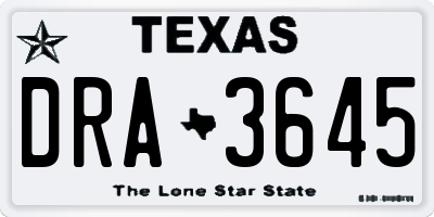 TX license plate DRA3645