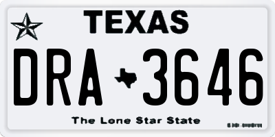 TX license plate DRA3646