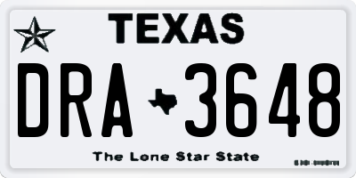 TX license plate DRA3648