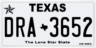 TX license plate DRA3652