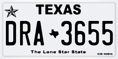 TX license plate DRA3655