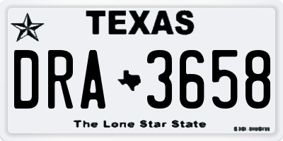 TX license plate DRA3658