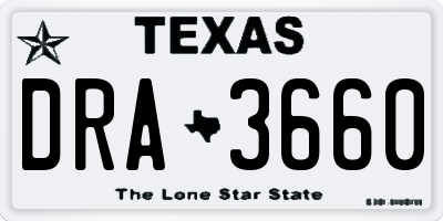 TX license plate DRA3660