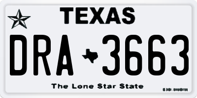 TX license plate DRA3663