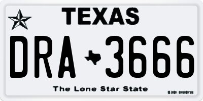TX license plate DRA3666