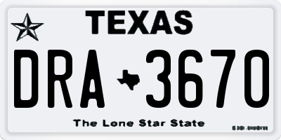 TX license plate DRA3670