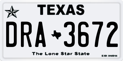 TX license plate DRA3672