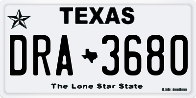 TX license plate DRA3680