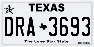 TX license plate DRA3693