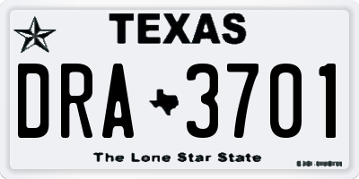 TX license plate DRA3701