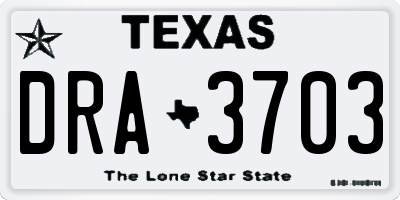 TX license plate DRA3703