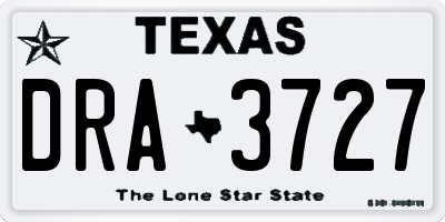 TX license plate DRA3727