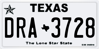 TX license plate DRA3728