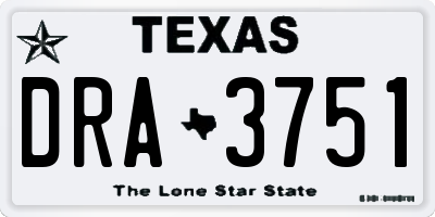TX license plate DRA3751