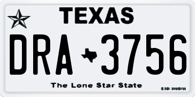 TX license plate DRA3756