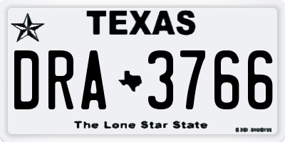 TX license plate DRA3766