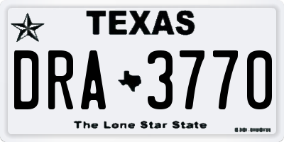 TX license plate DRA3770