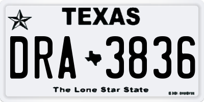 TX license plate DRA3836
