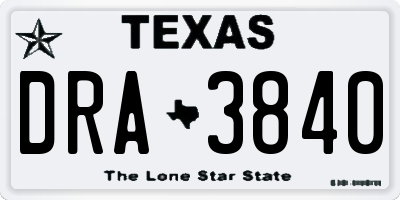 TX license plate DRA3840