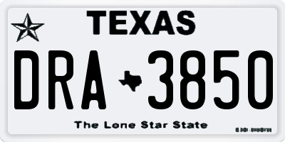 TX license plate DRA3850