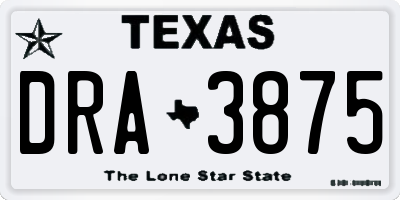 TX license plate DRA3875