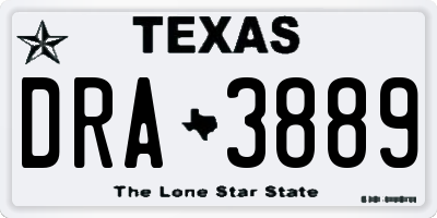 TX license plate DRA3889