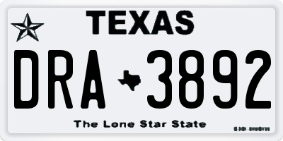 TX license plate DRA3892