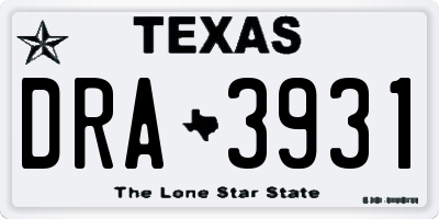 TX license plate DRA3931