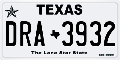 TX license plate DRA3932