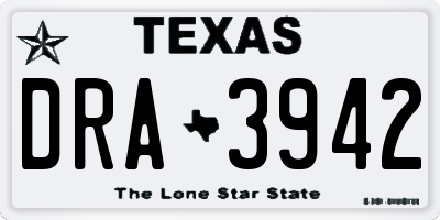 TX license plate DRA3942