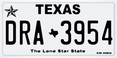 TX license plate DRA3954