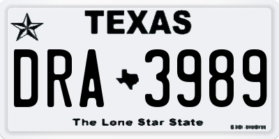 TX license plate DRA3989