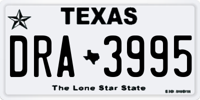 TX license plate DRA3995