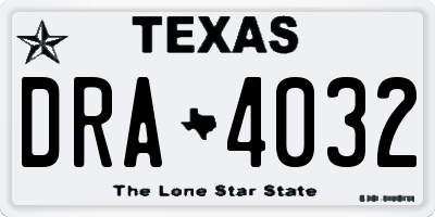 TX license plate DRA4032