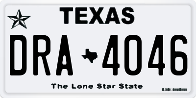 TX license plate DRA4046