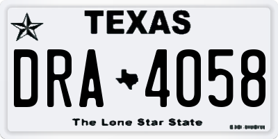 TX license plate DRA4058